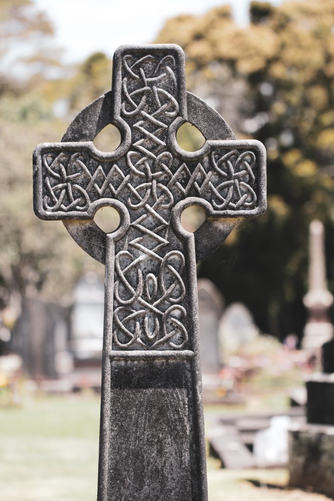 Celtic Cross in graveyard