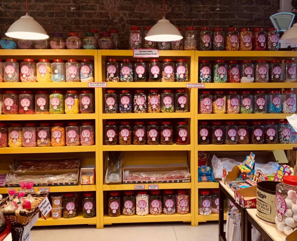 Shelves with jars of sweets at Aunt Casandras