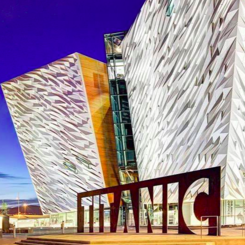 Image of the front of Titanic Belfast Museum