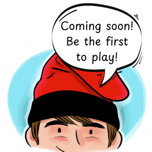 Man with Barretina Hat saying Coming Soon, Be the first to play